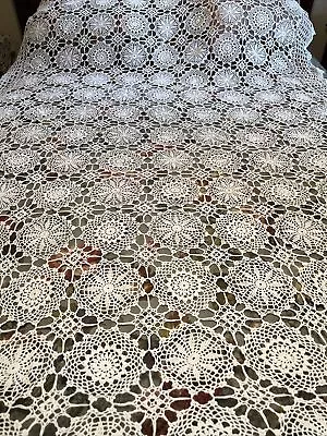 $33.99 • Buy 64” X 126”” Rectangle White 100% Cotton Crochet Lace Tablecloth -new