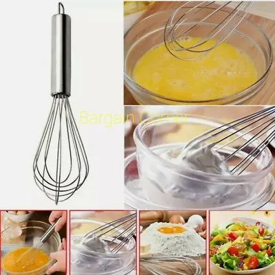 20cm Handheld Baloon Whisk Mixer Mixing Sauce Batter Milk Yogurt Egg Beater Mix • £3.98