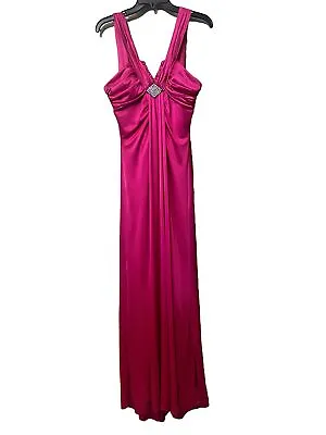 Masquerade Magenta Long Gown Size 9/10.sleeveless W/Rhinestone Embellishment. • $22.99