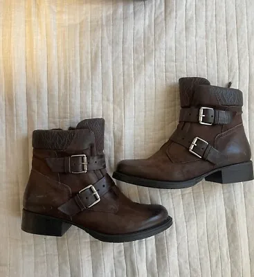 Miz Mooz Brown Leather Buckle Boots 41  • $85