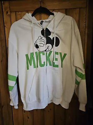 H&M X Disney Mickey Hoodie Size S  10/12  Cream/Green/Black • £8