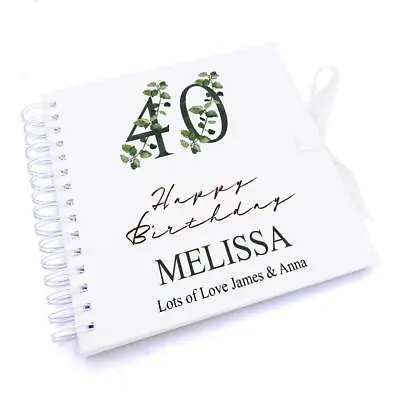 Personalised 40th Birthday Green Leaf Design Gift Scrapbook Photo Album UV-869 • £15.49