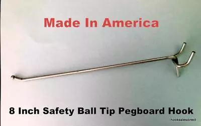 (100 PACK) USA Made 8 Inch Metal Peg Hooks For 1/8 & 1/4 Pegboard & Slatwall. • $38.85