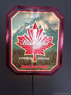 Vintage Working Black Label Beer Lighted Wall Hanging Bar Sign 15.5 X13  • $89.99