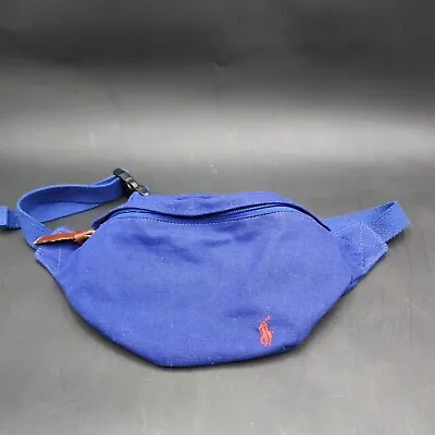 Polo Ralph Lauren Waist Bag Fanny Pack Canvas Crossbody Bag Pony Logo Blue • $29