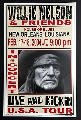 $99.95 • Buy 2004 WILLIE NELSON CONCERT POSTER FRANK BROS SHOW PRINT NEW ORLEANS Rare 1/100