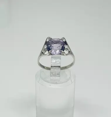 Gorgeous Sparkling Vintage Purple Stone Ring 925 Solid Silver Size L1/2~M #18561 • $37.29