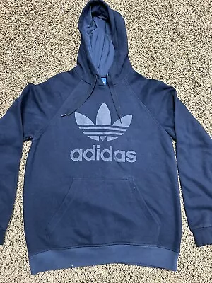 Adidas Hoodie Navy Blue Trefoil Logo - Men's M - Pullover - Big Logo • $22.95