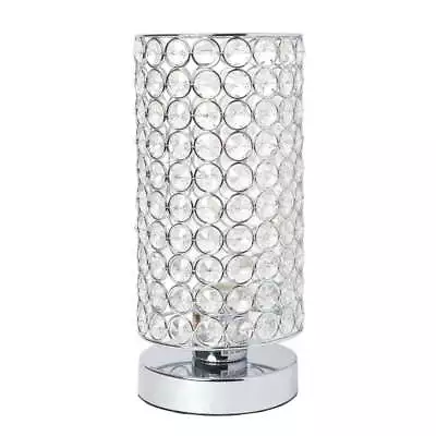 Elegant Designs Elipse Crystal Bedside Nightstand Cylindrical Uplight Table Lamp • $31.99