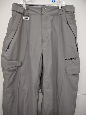 Quiksilver Pants Mens L Gray Snowboard Ski Outdoor Loose 5000 Cargo Adjust Waist • $25