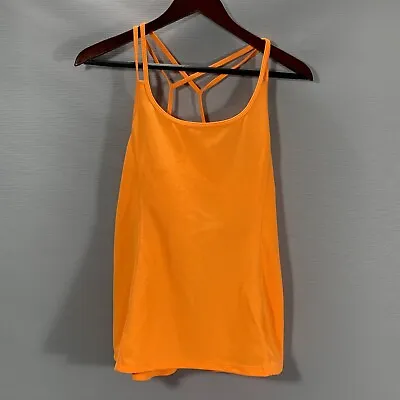 Marika Tank Top Womens Medium Orange Strappy Yoga Workout Shirt FLAW • $4.99