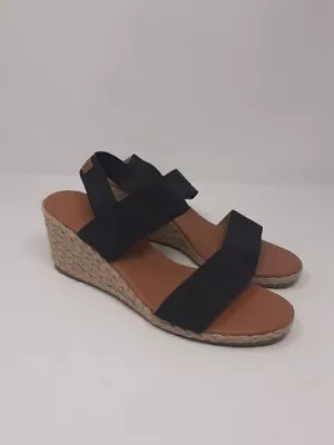 TOMMY BAHAMA Sakura Espadrille Wedge Sandals Womens 9.5 M Slingback Black  • $19.99