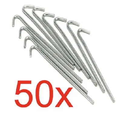£5.99 • Buy 50 X Heavy Duty Galvanised Steel Tent Pegs Metal Camping Ground Sheet Anchor