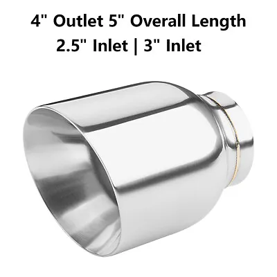 2.5 /3  Inlet - 4  Outlet 5  Long Diesel Exhaust Tip Polished Stainless Steel • $27