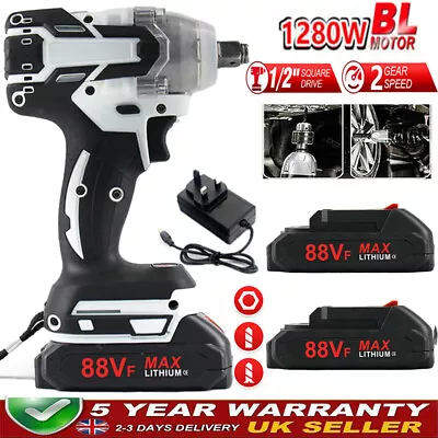 1/2  Cordless Electric Impact Wrench Drill Gun Ratchet Driver W/2 Battery Set UK • £30.99