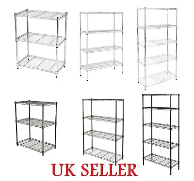 NEW! 3/4/5 Tier Heavy Duty Steel Wire Rack Shelf Storage Shelving Unit - UK • £94.99