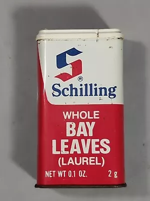 Vintage Schilling WHOLE BAY LEAVES LAUREL Metal Spice Tin .1oz Made In USA Empty • $7.99