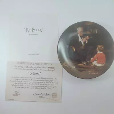 B2G1 Norman Rockwell Collection The Tycoon Collector Plate W/ Box & COA • $11.95