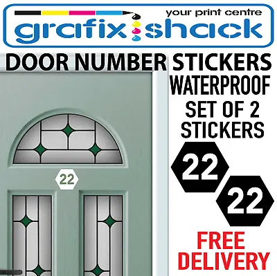 £4.99 • Buy 2 Door Number Stickers Polygon Shape Set Of 2 For Doors House Bin Garage Numbers