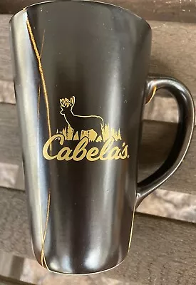 CABELA'S BLACK & Gold Mug 6” Tall • $7.50