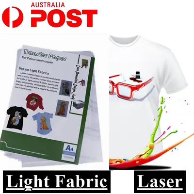 $11.99 • Buy A4 Laser Printer Heat Transfer Paper Light Fabric Tshirt Transfer Sheets Iron-on