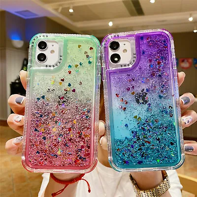 $8.99 • Buy For IPhone 14 Pro Max 13 12 11 XS XR 8 76 + Bling Glitter Liquid Shockproof Case