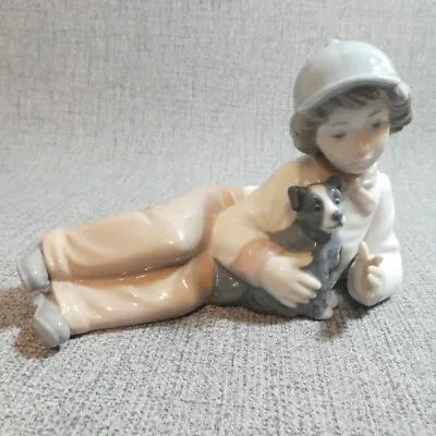 My Pal 1149 Nao By Lladro Young Boy Small Dog Figurine Ornament Bisque Porcelain • £15