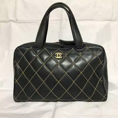 CHANEL CC Matelasse Wild Stitch Leather Black Tote Bag Series 7 Rare Vintage • $682.55