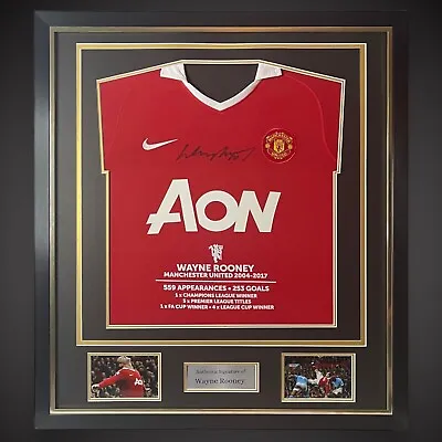 Framed Wayne Rooney Manchester United Stats Hand Signed Shirt £285 With COA • $359.94