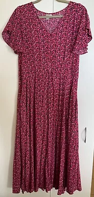 Blue Soul  Red White & Blue  Floral Maxi Dress  Size L Fit 14 • $11.90