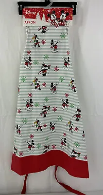 Mickey And Minnie Christmas Kitchen Apron - Stripes Snowflakes Presents • $20