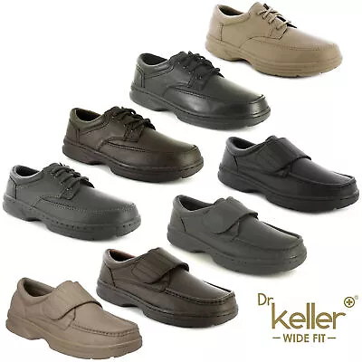 Dr Keller Mens Wide Fit Shoes Real Leather Padded Casual Formal Smart Moccasin • £24.99