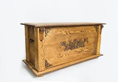 Wooden Vintage Blanket Trunk Box Coffee Table Chest Ottoman Furniture WRN1 • £279.99