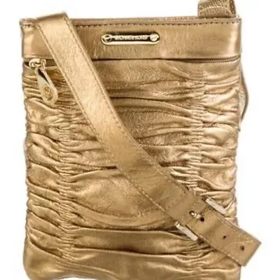 Michael Kors Webster Metallic Gold Ruched Crossbody Bag • $75