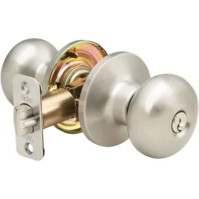 Yale Single Cylinder Key Entry Doorknob Lock Stain Nickel 70SN Sinclair SNE156 • $12