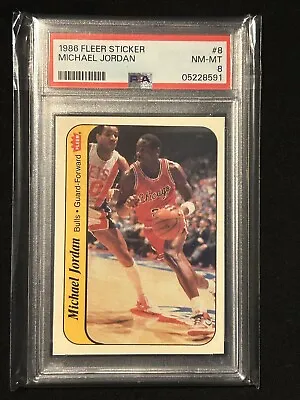 Michael Jordan RC 1986-87 Fleer Sticker #8 PSA 8 NM-MT  Chicago Bulls • $710