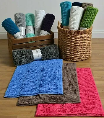 Chenille Bobble Bath Mat 100% Microfibre Non Slip Easy Care Supersoft Bath Mat • £15.95