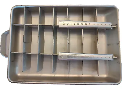 VINTAGE FRIGIDAIRE DOUBLE ICE TRAY QUICKUBE QUICK RELEASE ALUMINUM  Ca 1950s • $20