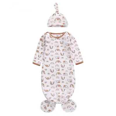 Cotton Jersey Baby Boy / Girl Knotted Sleeping Bag/Gown 0-6 & 6-12 Months • £12.99