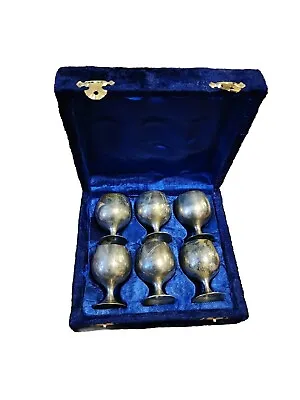 Silver Plated Mini Cup Antique Goblet Set With Velvet Case • £96.37