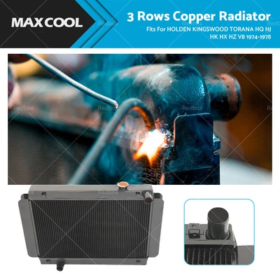 $287 • Buy 3 Rows Copper Radiator Fits HOLDEN KINGSWOOD TORANA HQ HJ HK HX HZ V8 1974-1978