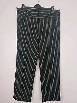 Collusion Trousers Black Green Striped Emo Goth Punk 30  W 32  L Wide Leg B • £12.99