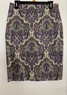 J. Crew Purple Paisley No. 2 Pencil Skirt Style #57494 Women's Size 4 • $12.99
