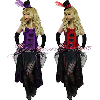Burlesque Costume Saloon Girl Fancy Dress Women Size 8-18 Halloween Moulin UK • £28.97