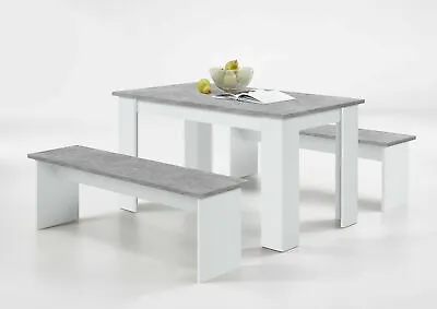 'Durban' Modern Designer Dining Table Bench Seating Stone Grey & White  • £75