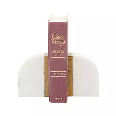 4  White Marble Bookends With Wood Details (Set Of 2) • $24.29