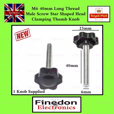 £3.68 • Buy M6 40mm Thread Male Star Screw Shaped Fixing Clamping Thumb Knob Bolt UK Seller