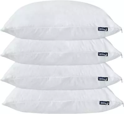 Waterproof Zippered Pillow Protector Cotton Terry Pillow Covers King Size 4 Pack • $26.99