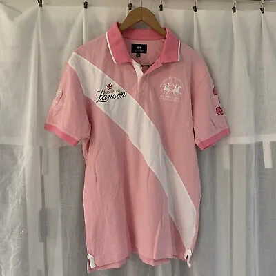 La Martina Ladies Polo Shirts - Pink With White Stripe • $10.57