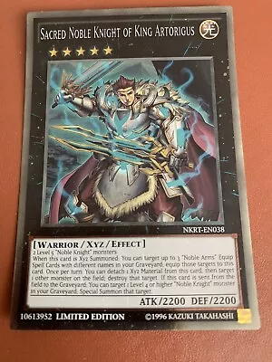 Yugioh Sacred Noble Knight Of King Artorigus	NKRT-EN038	Limited Ed	Platinum Rare • £1.79